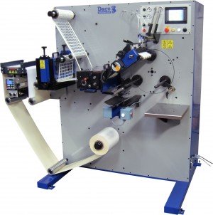 Daco PLD350 Rotary Die Cutter with Semi-Automatic Turret Rewinder for the efficient manufacture of plain labels.